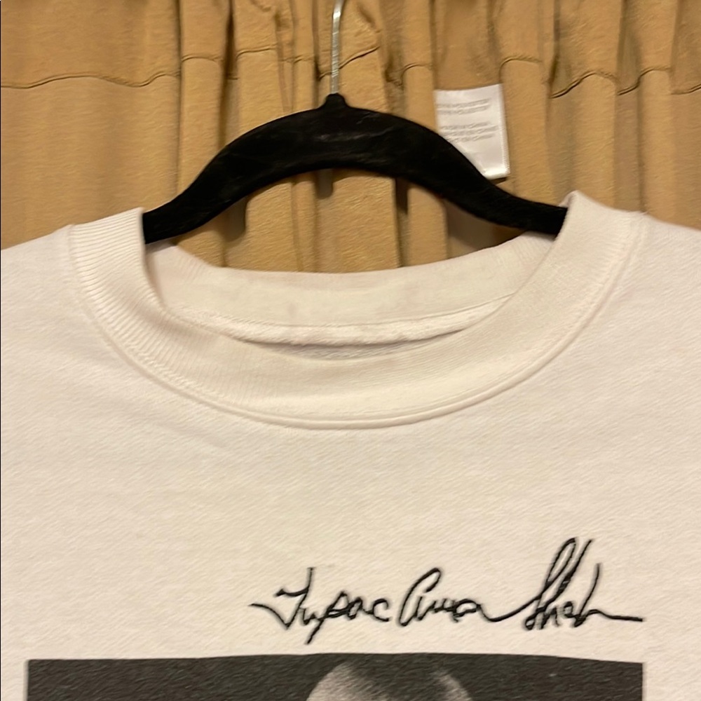 Men's White Graphic Tupac Shakur Sweater White/Black Long Sleeve REFER 2 STAIN - Picture 7 of 10